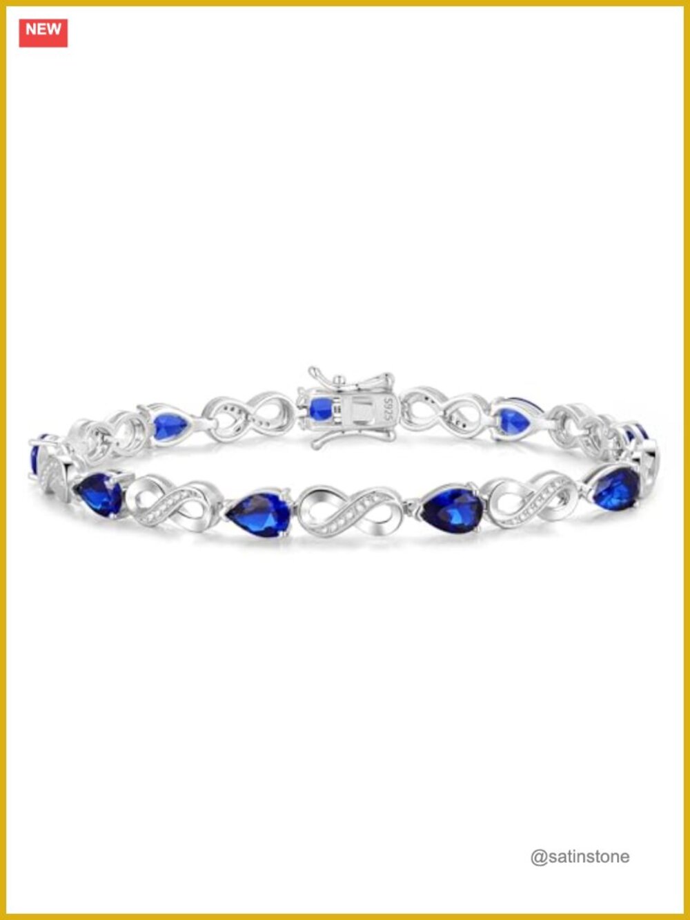 Sterling Silver White Gold Plated Infinity Birthstone Tennis Bracelet